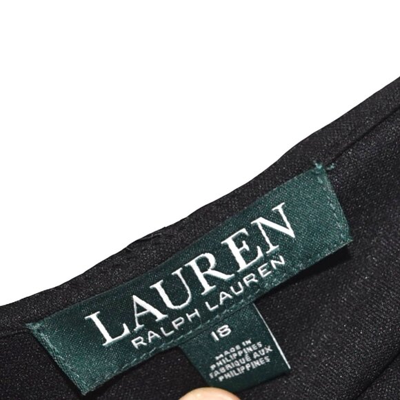 Lauren Ralph Lauren Black Lace Midi Dress 18 V-Neck Flutter Sleeve - Picture 6 of 8